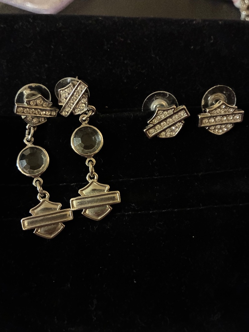 Harley-Davidson Crystal Dangle / Rhinestone Studded Earring